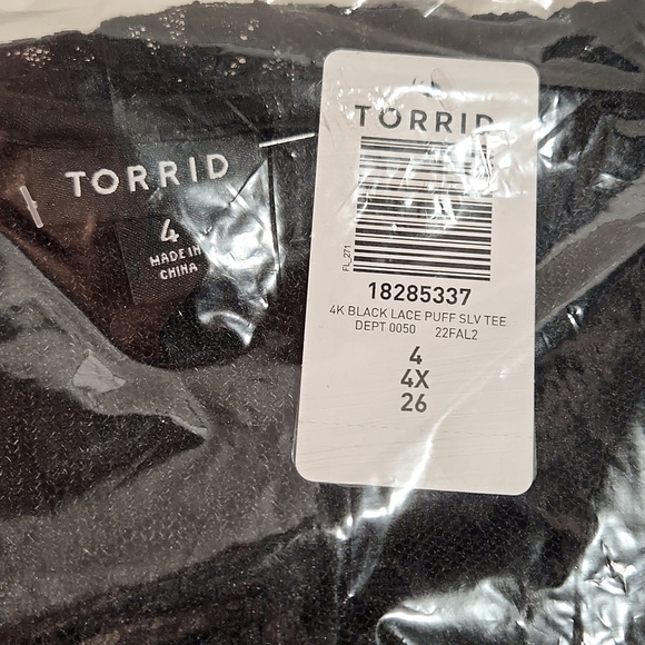 ❤️NWT VINTAGE TORRID TEE - LACE SLEEVE - SUPER SOFT - V NECK HENLEY - PLUS SIZE - Picture 7 of 13